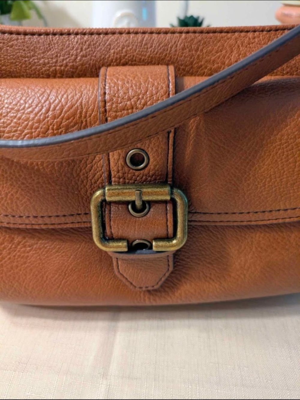 a.n.a Brown Faux Leather Handbag With Buckle - Picture 3 of 9
